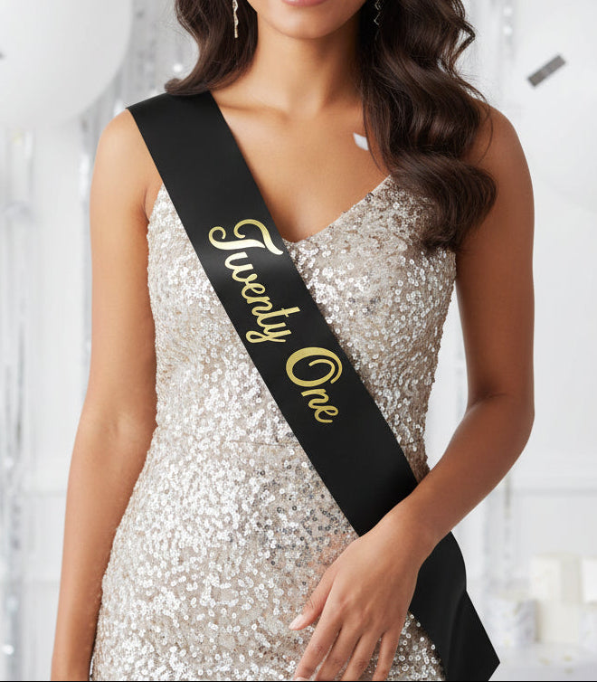 21st Bday Sash - Black
