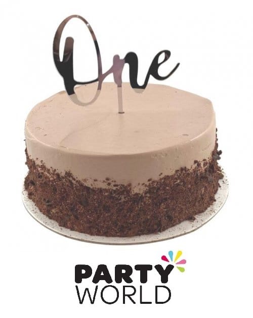 1st Birthday Acrylic Matte Blue Cake Topper "One"