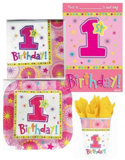 1st Birthday Girl Pink One-derful Party Value Pack (40pcs)