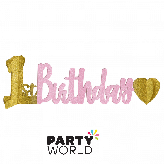 1st Birthday Pink & Gold Floral Paper Plates 7inch (10pk)
