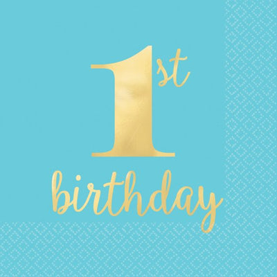 Blue &amp; Gold 1st Birthday Napkins