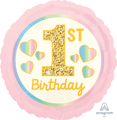 Pink 1st Birthday Foil Balloon