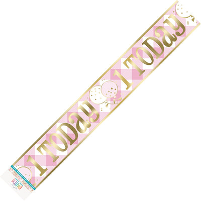 Banner Happy 1st Birthday - Pink