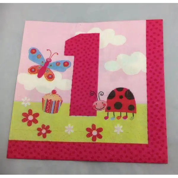 1st Birthday Beverage Napkins Pink  (16)