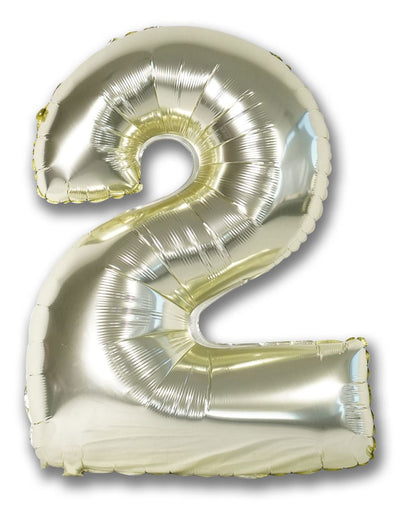 Foil Balloon Number White Gold "2"