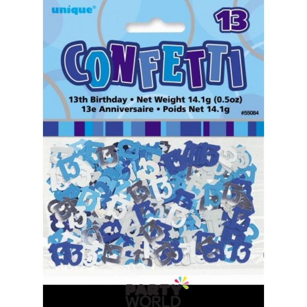 Glitz Birthday 13th Confetti Blue/Silver