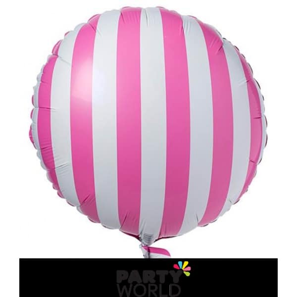 Hot Pink and White Stripe Foil Balloon 45cm