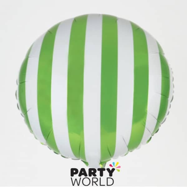 Green and White Stripe Foil Balloon 45cm