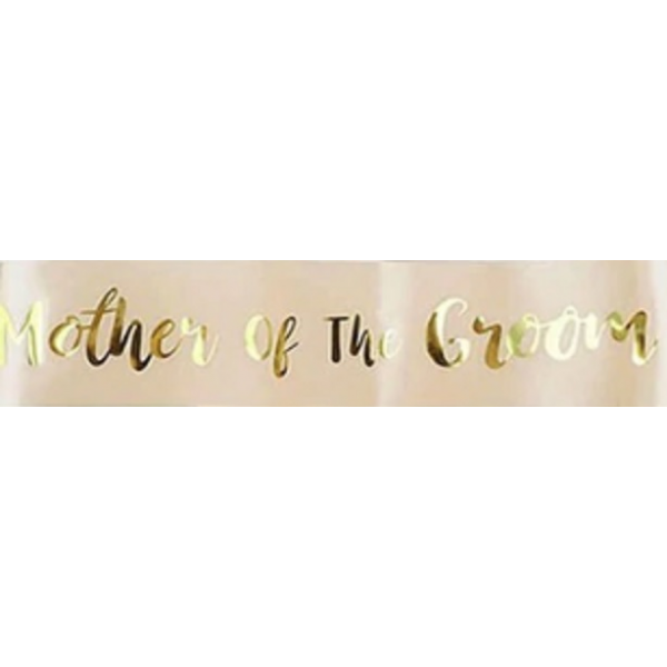 Maid Of Honour Sash - Gold on Peach With Hearts