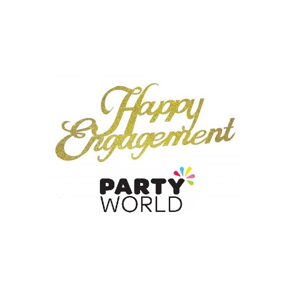 Happy Engagement Gold Glitter Thin Paper Cake Topper