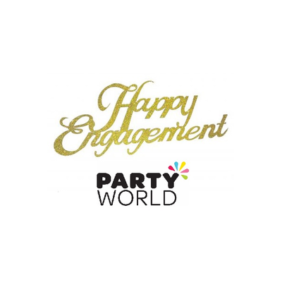 Happy Engagement Gold Glitter Thin Paper Cake Topper