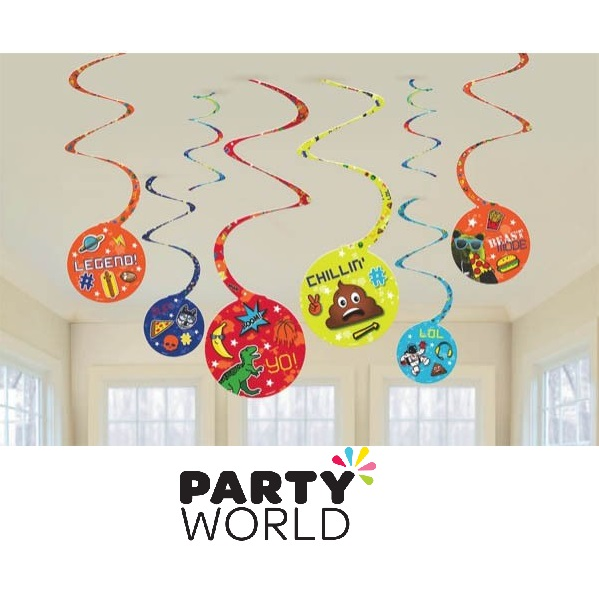 80th Hanging Swirl Decorations (3pk)