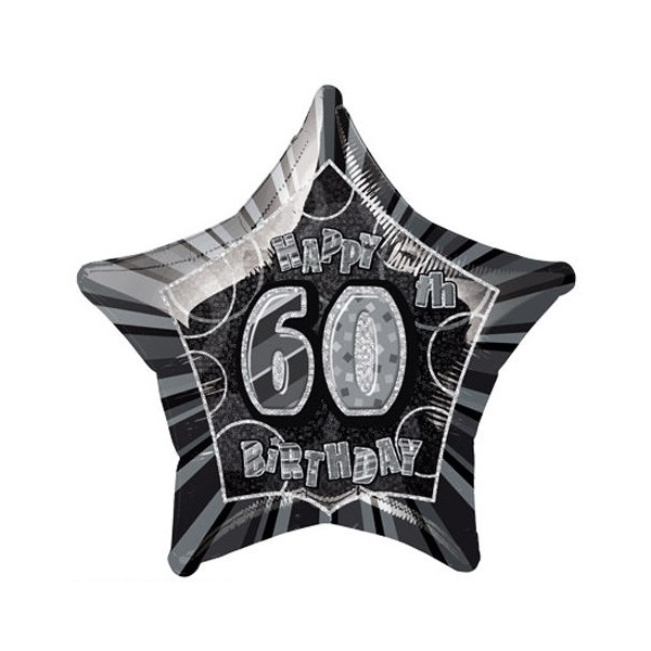 Glitz Birthday 60th Helium Foil Balloon Black