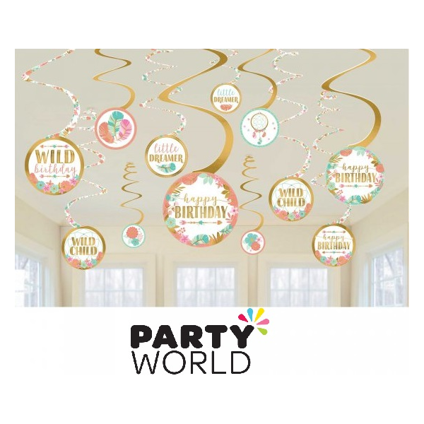 Boho Birthday Girl Swirl Decorations