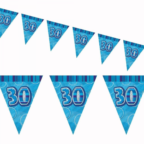 Birthday 30th Bunting Blue/Silver