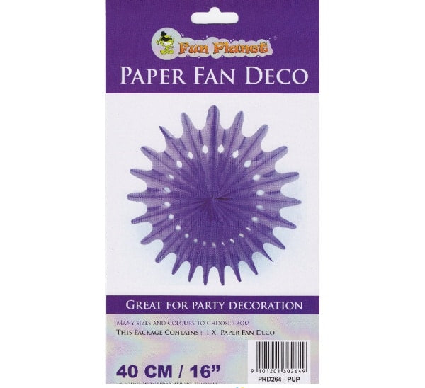 Purple Paper Fan Deco - 40cm