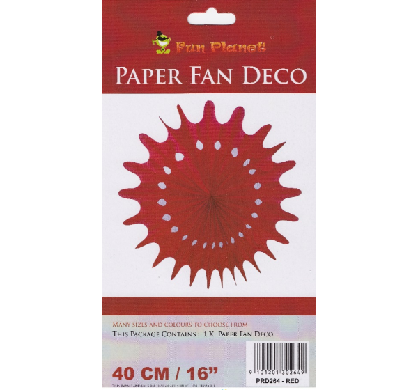 Red Paper Fan Deco - 40cm 2nds