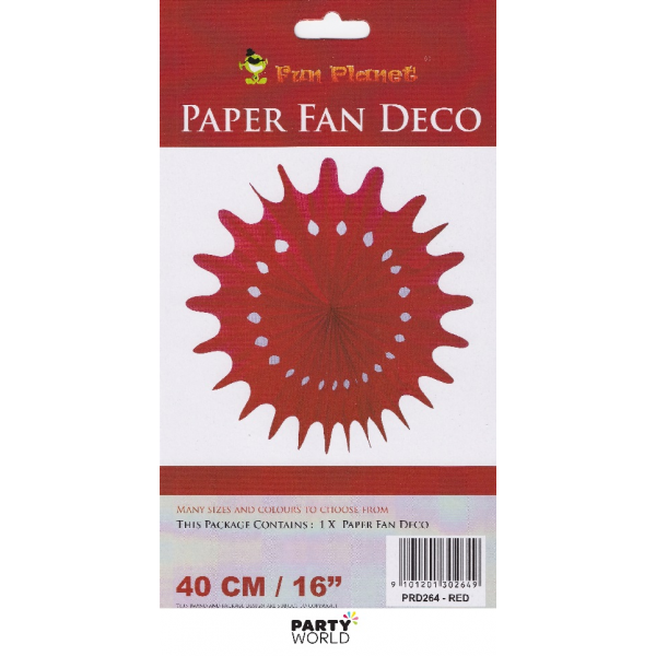 Red Paper Fan 16inch (40cm)