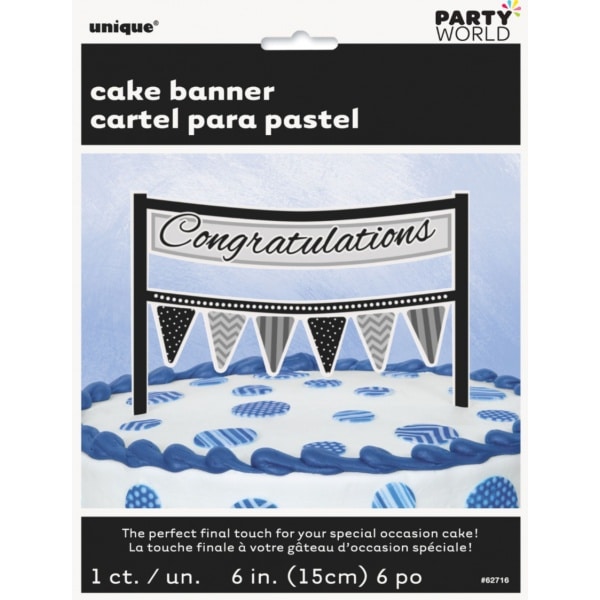 Congratulations Cake Banner - Black/Grey
