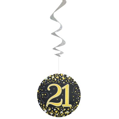Happy 21st Birthday Holographic Hanging Swirl Decorations (6pcs)