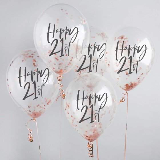 Happy 21st Milestone Confetti Balloons 5pk