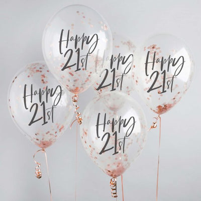 Happy 21st Milestone Confetti Balloons 5pk