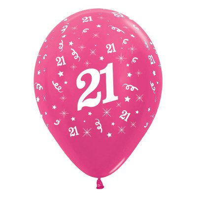 Uninflated - Balloon Single 21st Magenta Pink