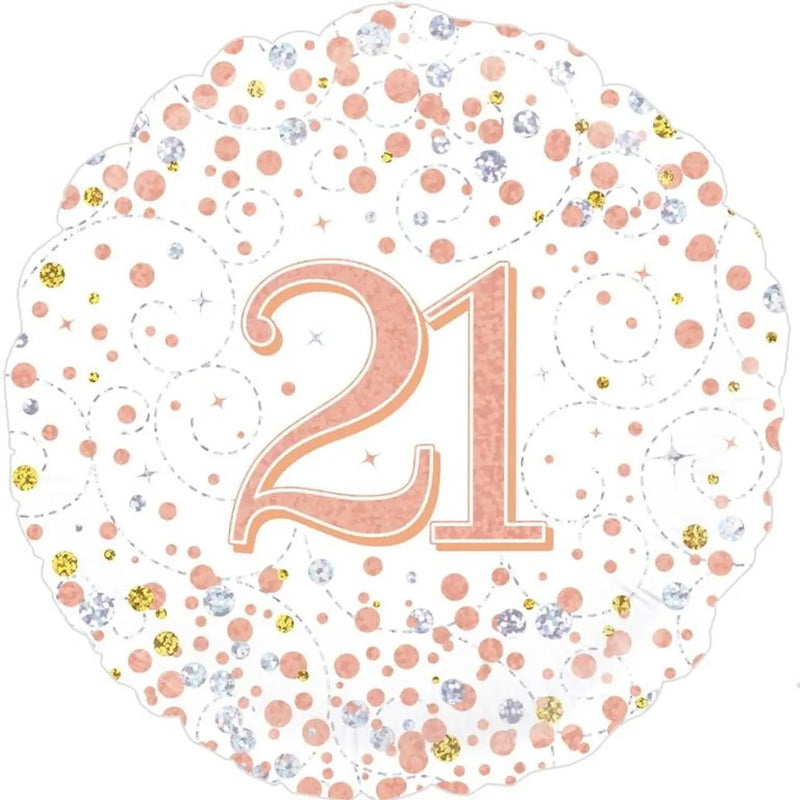 21st Birthday Rose Gold Sparkling Fizz Foil Balloon 45cm