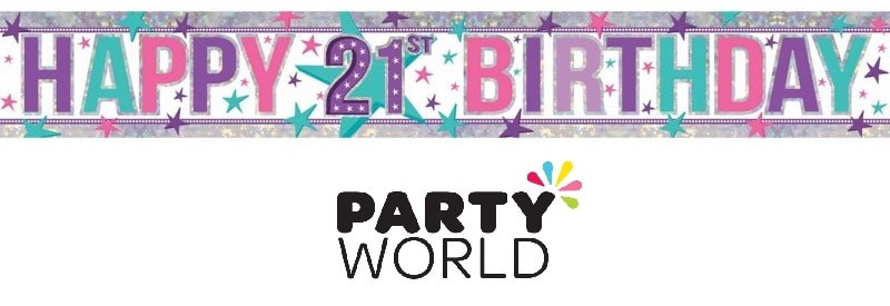 50th Birthday Holographic Pink Banner 2.6m