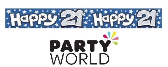 21st Happy Birthday Blue Stars Foil Banner 2.6m