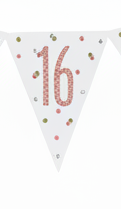 16th Birthday Prismatic Rose Gold Flag Banner 2.74m