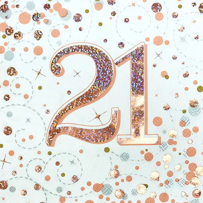 Rose Gold 21st Sparkling Luncheon Napkins (16)