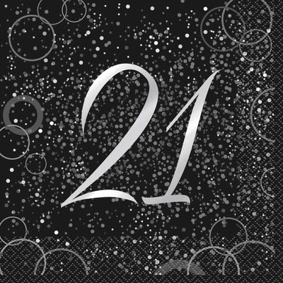 Glitz Silver Napkins 16pk - 21st