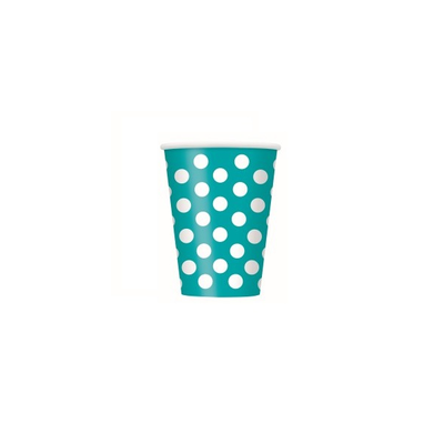 Caribbean Teal Polka Dot Paper Cups (6)