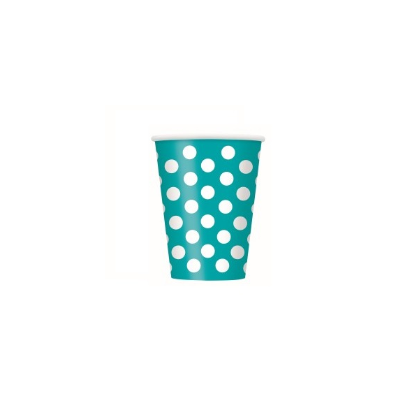 Caribbean Teal Polka Dot Paper Cups (6)