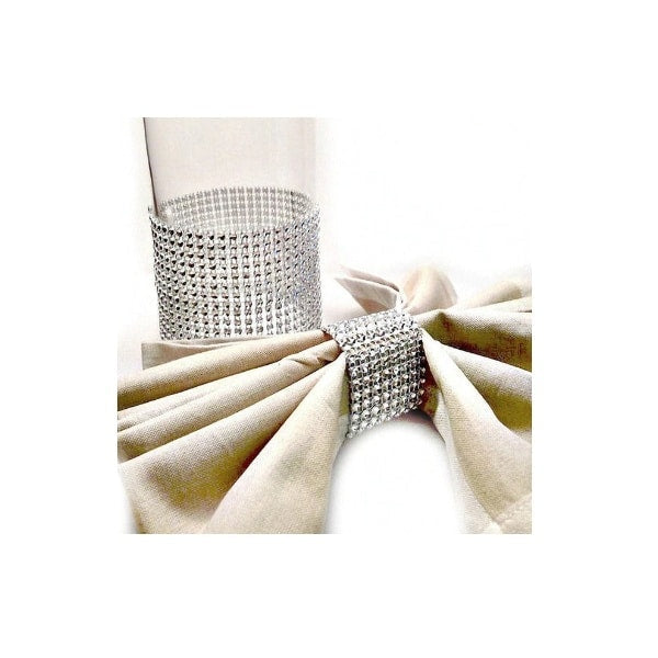 Silver Diamante Effect Napkin Holders (10)