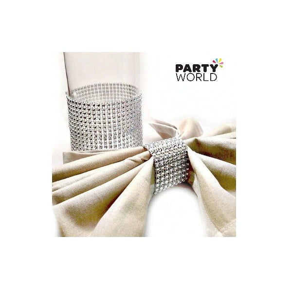 Silver Diamante Effect Napkin Holder (1)