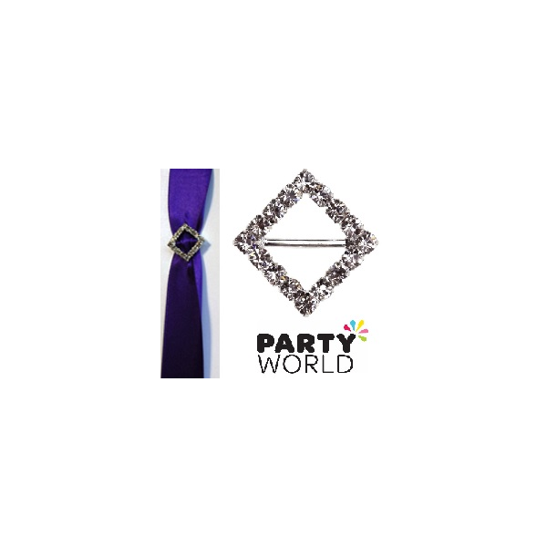 Diamante Square Buckle - 15mm Ribbon Slider
