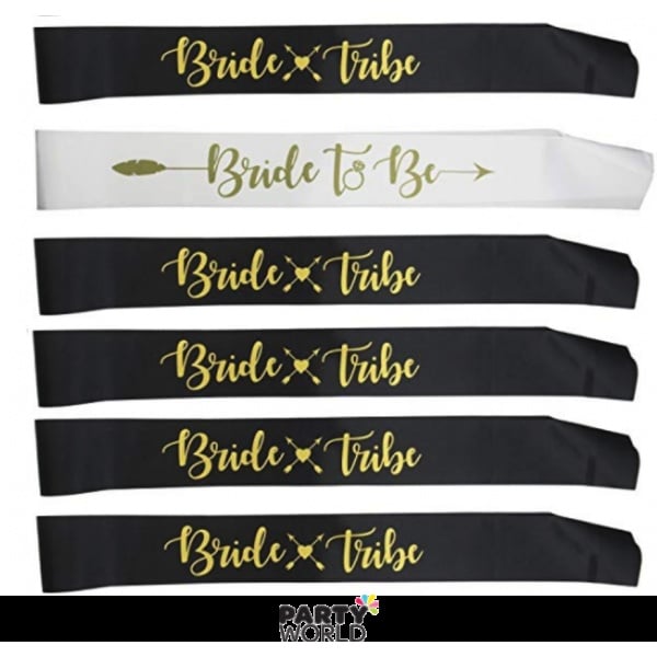 Black Bride Tribe and White Bride To Be Sashes Set (6)
