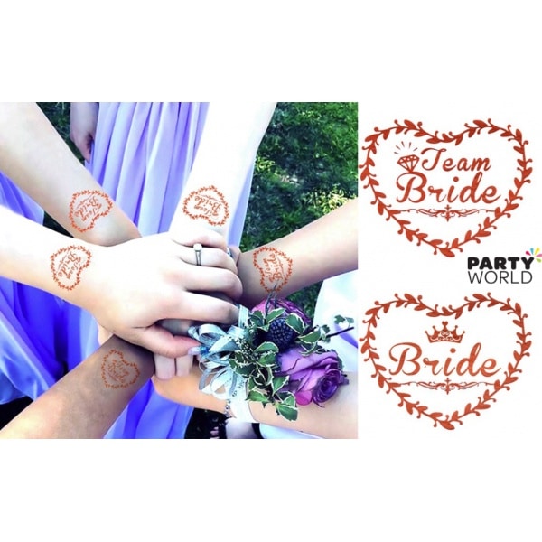 Team Bride & Bride Rose Gold Temporary Tattoos (10)