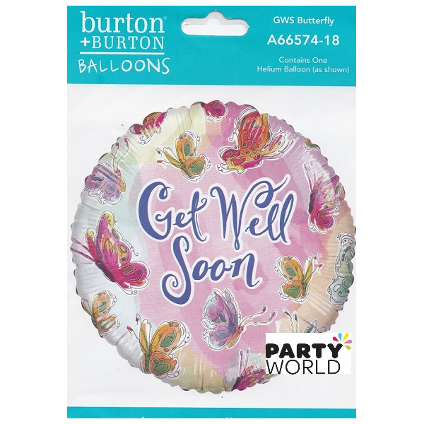 Get Well Soon Butterfly Foil 46cm Balloon