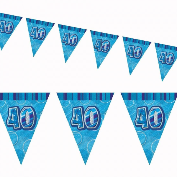 Birthday 40th Bunting Blue/Silver
