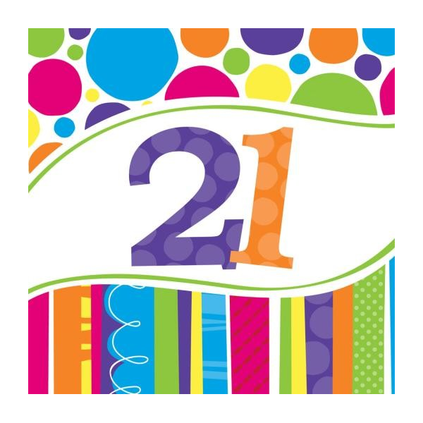 Bright and Bold 21st Luncheon Napkin (18pk)