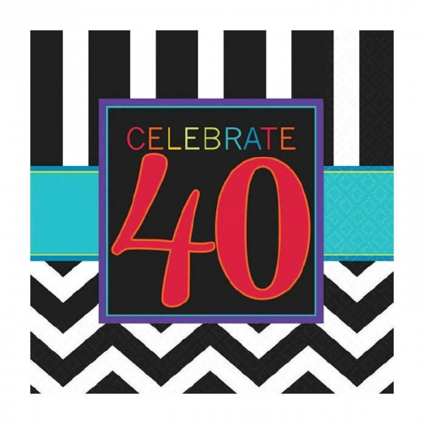 40th Beverage Napkins (16pk)