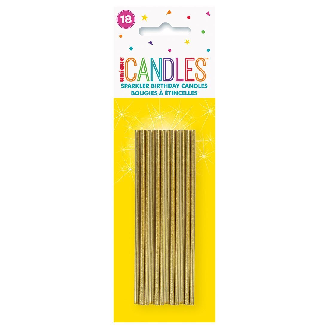 Gold Sparkle Birthday Candles 18pk image 0
