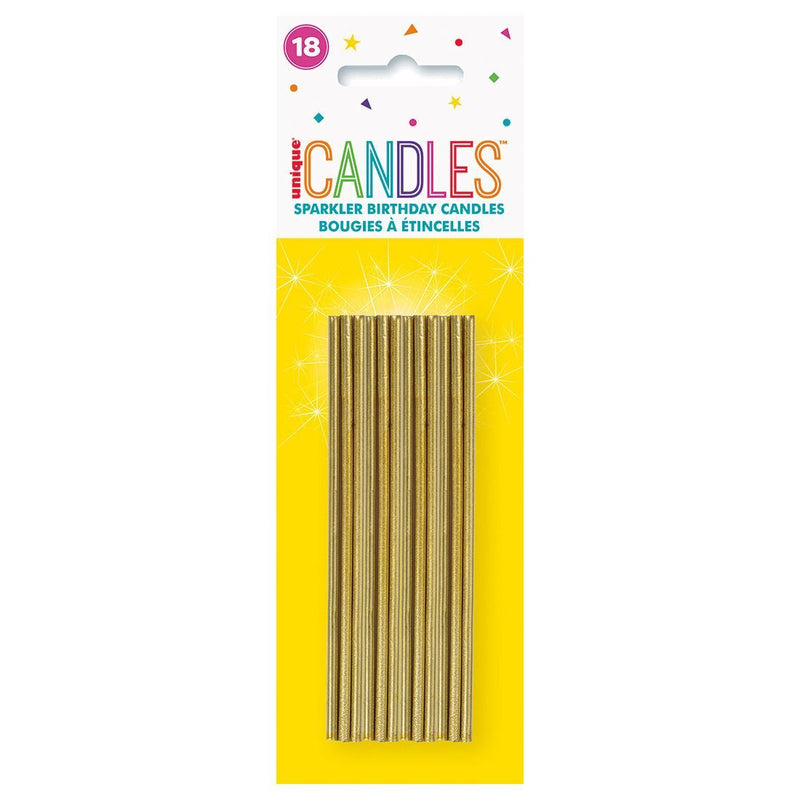 Gold Sparkle Birthday Candles 18pk image 0