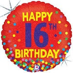 Foil Balloon 18"Happy 16th Birthday Red image 0