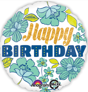 Foil Balloon 18" Happy Birthday - Floral image 0