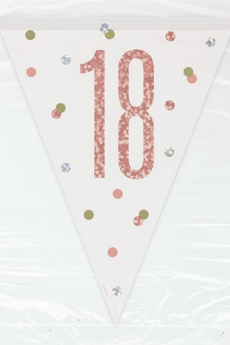 18th Birthday Prismatic Rose Gold Flag Banner 2.74m