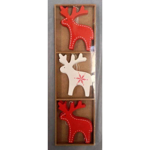 Wooden Reindeer Xmas Tree Ornaments (9)
